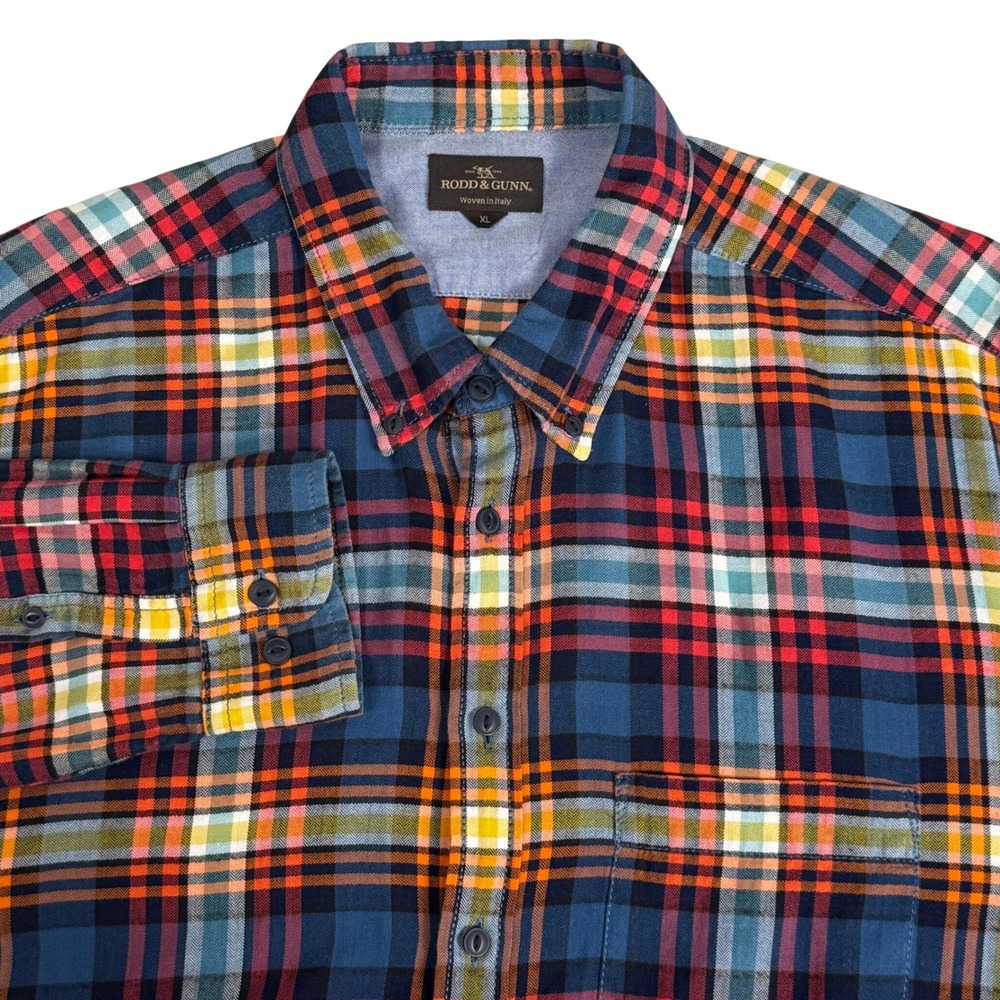 Rodd & Gunn Plaid Button Down Sport Fit Shirt Cotton Blue Red Itay Mens XL
